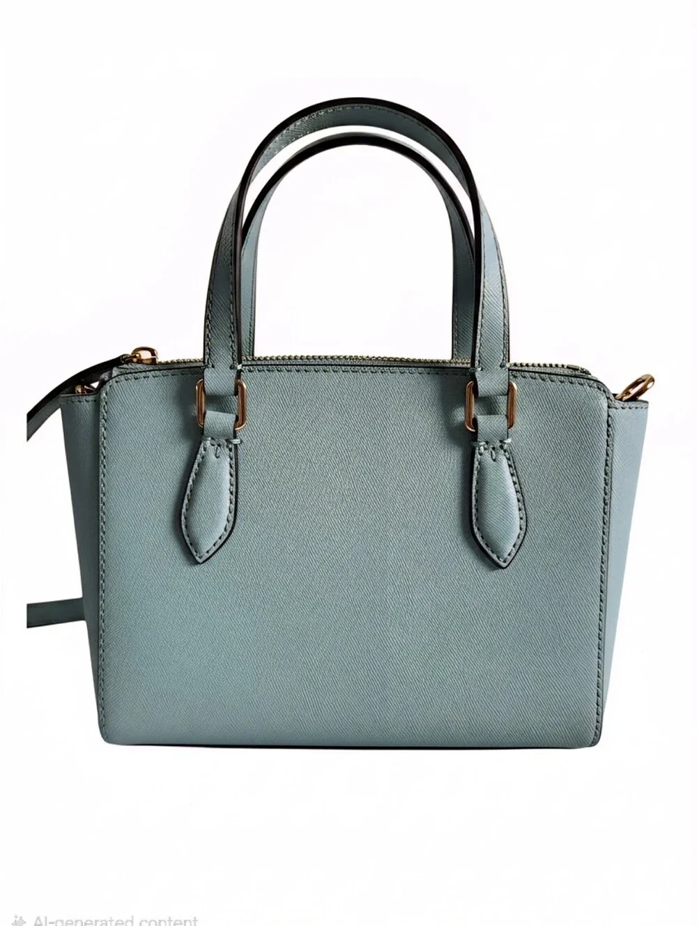 Tory Burch Light Blue Mini Saffiano Satchel with Gold Hardware
